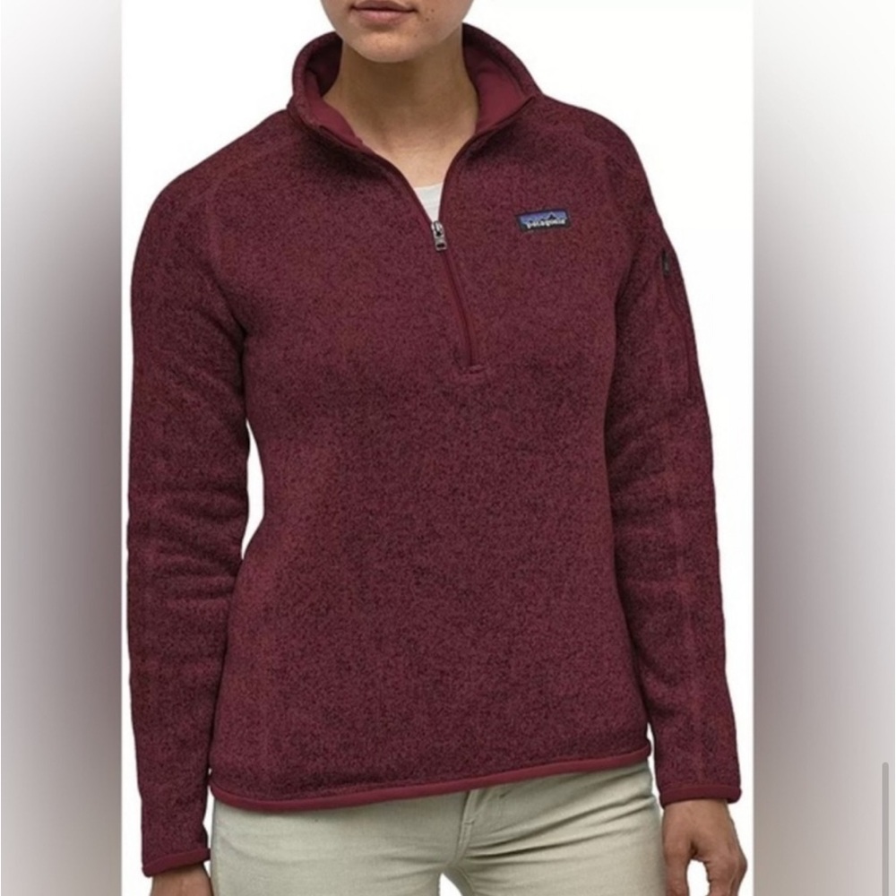 Patagonia better sweater 1/4 zip fleece lined pullover maroon burgundy